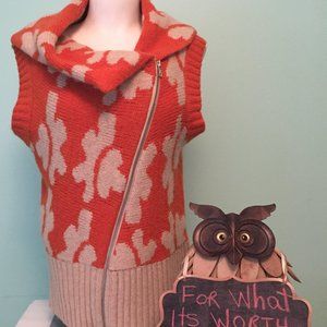 Vintage Moda International Lambswool & Mohair Cowl Neck Zip Vest – Size M